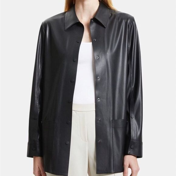 Theory Shirt Jacket in Faux Leather size M - Picture 1 of 10